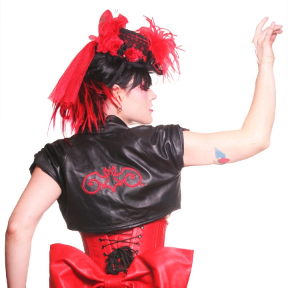 BABY BAT JACKET BLACK LEATHER